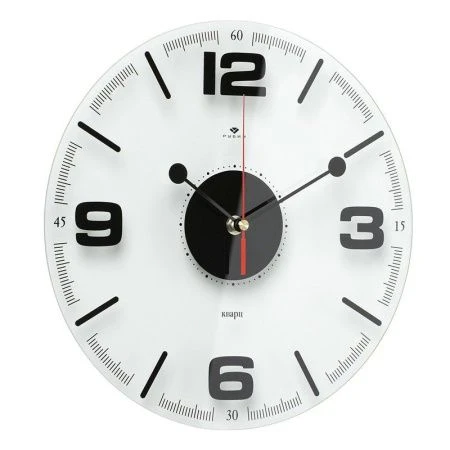 Часы настенные стекло 30см РУБИН Стиль 1 прозрачные, открытая стрелка (10)