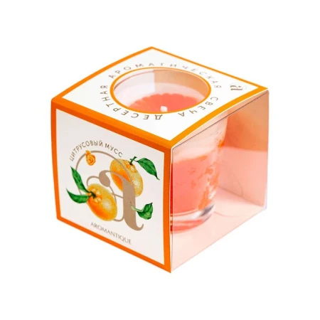 Свеча ароматизированная в стакане 60гр Aromantique Цитрусовый мусс АМ40604 (12)