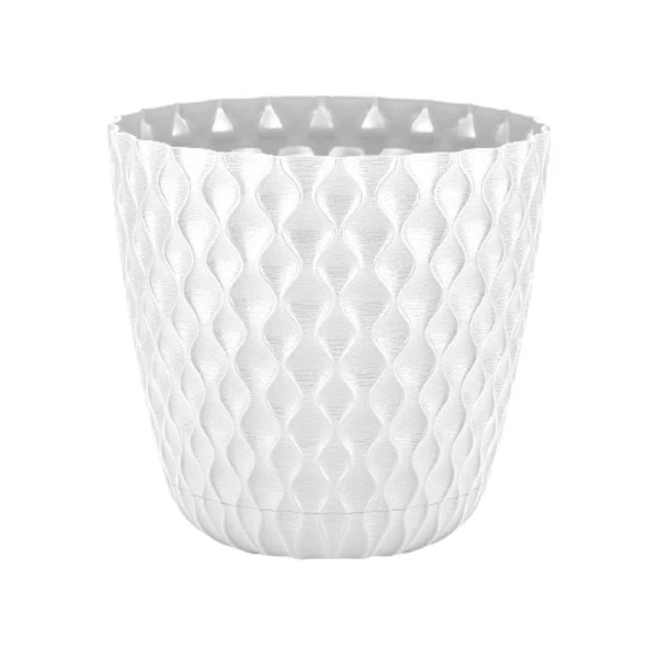 Горшок для цветов 4,7л d205мм пластик Wave с дренажной сеткой, съем.поддоном белоснежный жасмин (6)