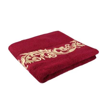 Полотенце махровое 50*85см жаккард Золотая осень бордовый 400гр