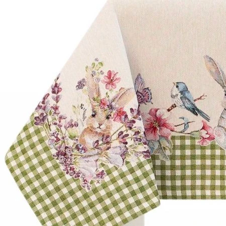 Скатерть 140*240см гобелен ПРИНЦЕССА зеленая клетка