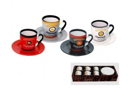Кофейный набор 12пр керамика КОФЕ Элит Микс 2/Зерна Модерн на 6 персон 70мл 1537