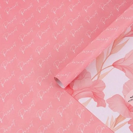 Бумага упаковочная 70*100см Цветы двухсторонняя