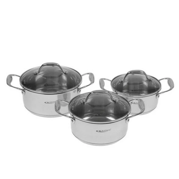 Набор кастрюль 3пр 1,6/2,2/3,2л нерж.сталь НИКА стек.крышки 3сл.аккум.дно индукция КТ02-А (2)