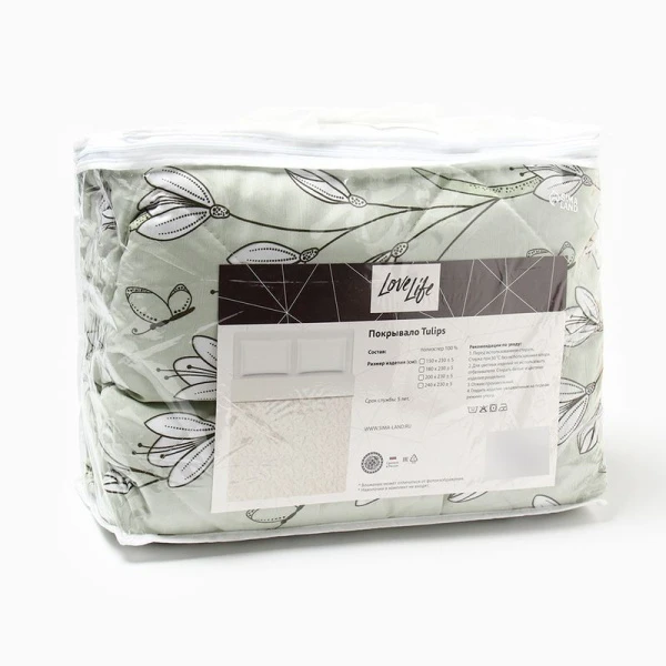 Покрывало евро 200*230±5 жатка 100% п/э LoveLife Tulips