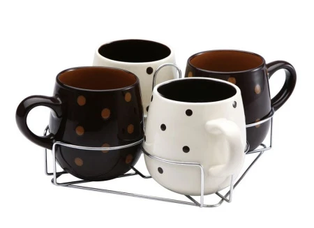 Набор кружек 4пр на мет.подставке