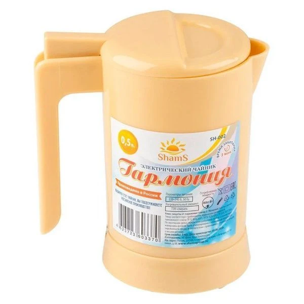 Чайник электрический пластик Гармония 0,5л 800Вт бежевый SH-002 (36)