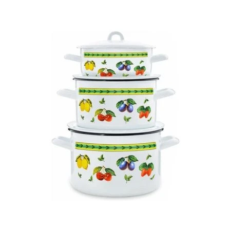 Набор кастрюль 3пр 1,45/2,9/4,3л эмаль ФРУКТОВОЕ АССОРТИ цилиндрический (1)