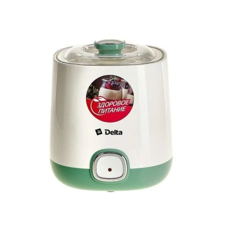 Йогуртница электрическая пластик DELTA DL-8400 белый с серо-зеленым 20Вт, объем контейнера 1л (12)