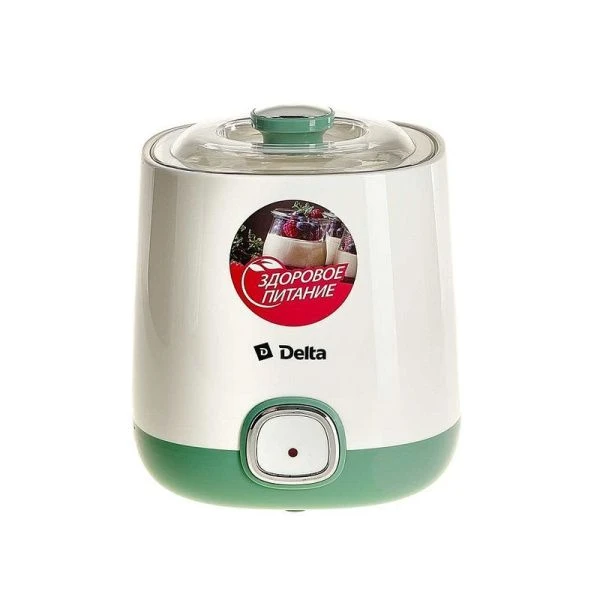 Йогуртница электрическая пластик DELTA DL-8400 белый с серо-зеленым 20Вт, объем контейнера 1л (12)