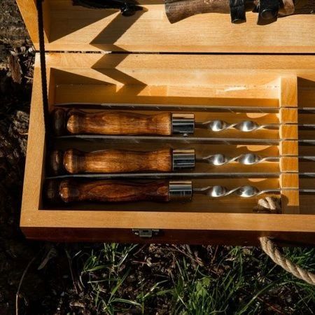 Набор походный №5-2 турист нерж.сталь в деревянном ящике большой 2К-688-2 (1)