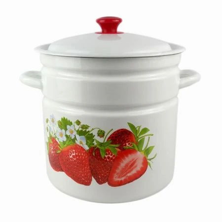 Кастрюля 12л эмаль цилиндрическая борт. белая с декором 41804-242/6са (3)