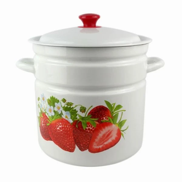 Кастрюля 12л эмаль цилиндрическая борт. белая с декором 41804-242/6са (3)