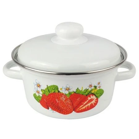 Кастрюля 1,5л эмель с рисункомунком белая коническая 01-1808/4 (4)