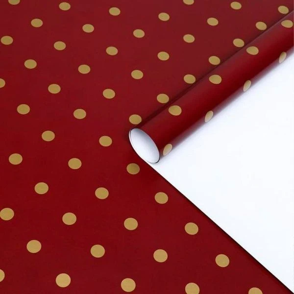 Бумага упаковочная 100*70см Горох винный 2 листа глянцевая 6485031