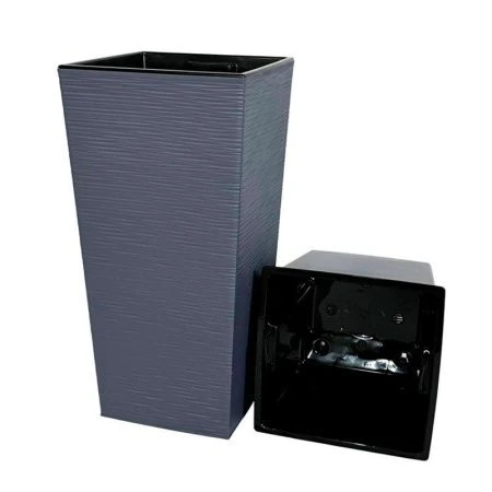 Горшок цветочный 43л 30,5*62см пластик ФИНЕЗИЯ ДЖУТ с вкладкой 20л антрацит (1)