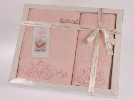 яяяНабор полотенец 2пр 50*90/70*140 махровые Karna VELSEN (Пудра)