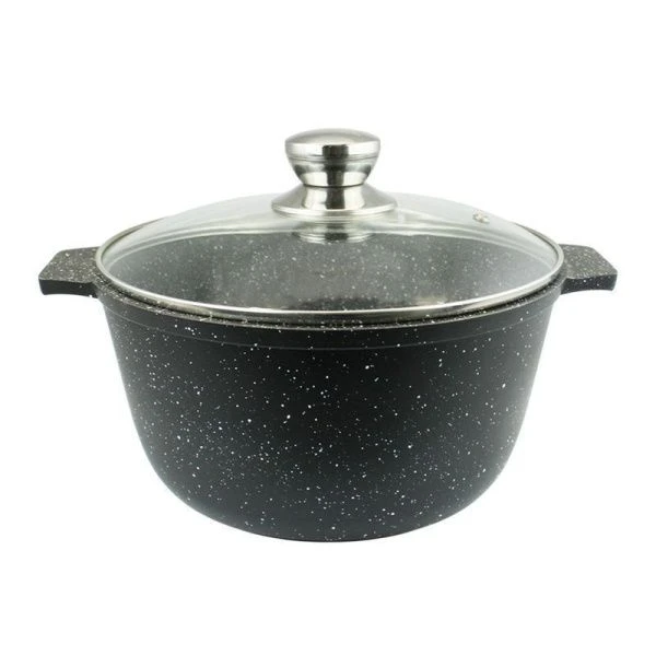 Кастрюля 4л алюминий АП Granit Perfection black со стекл.крышкой (5)