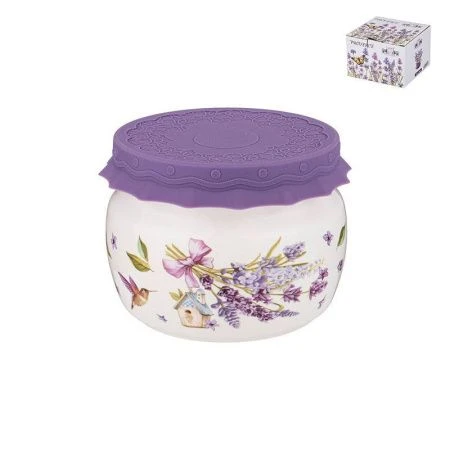 Банка для меда/варенья 500мл фарфор ПРОВАНС.ЛАВАНДА с силиконовой крышкой (24)