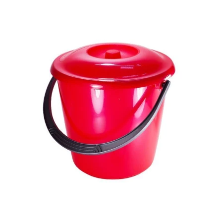 Ведро 3л пластик СОЛО красное перламутровое с крышкой С630 (13)