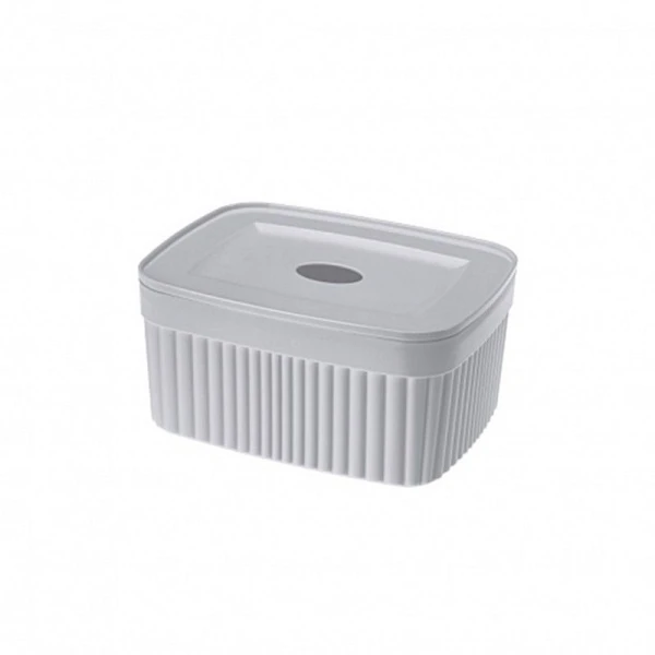 Корзинка 15*11,5*7см 900мл пластик VELVET светло-серый флэк с крышкой (12)