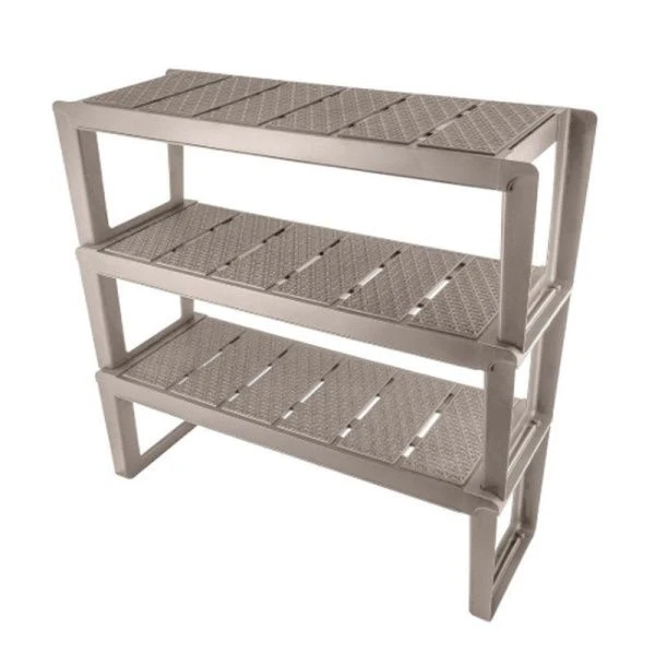 Полка для обуви 3 секций 720*267*700мм пластик Wenge серая (4) 221307635/04