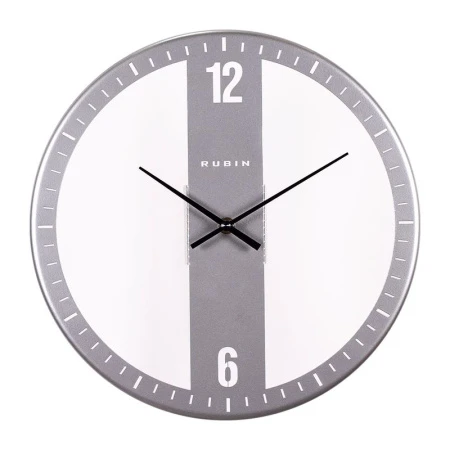 Часы настенные 32см металл РУБИН Классика открытая стрелка, серебряный (10)