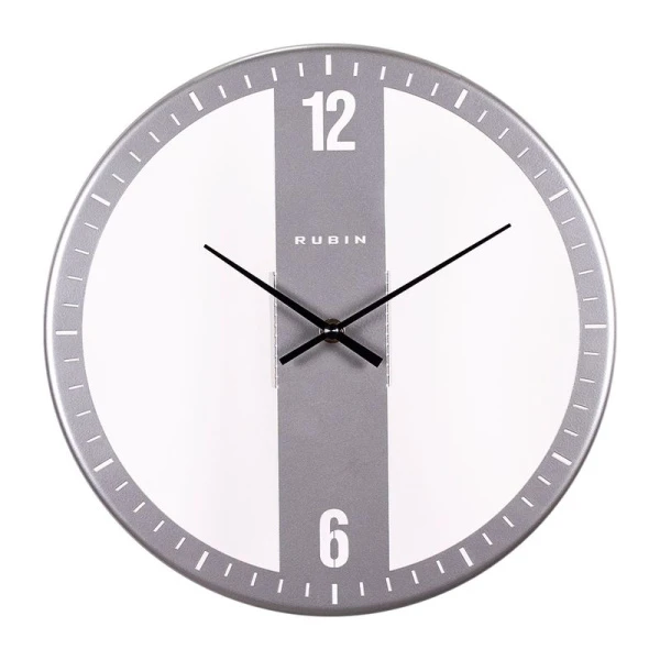 Часы настенные 32см металл РУБИН Классика открытая стрелка, серебряный (10)