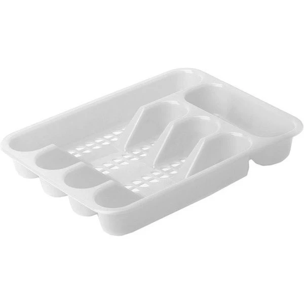 Лоток для столовых приборов 26,3*5*33,2см пластик Белый сетчатый (32)