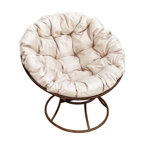 Кресло Папасан пружинка без ротанга металл коричневое, бежевая подушка 98*96*81см (max нагр. 150кг)