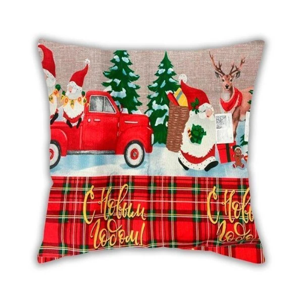 Подушка декоративная 40*40 (+-5 см) рогожка LeSonnet рис. Новогодние приключения