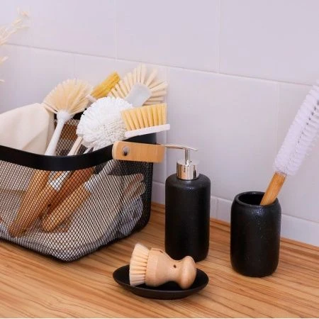 Набор для ванной "Венера", 3 предмета (мыльница, дозатор для мыла, стакан), цвет черный 4481949