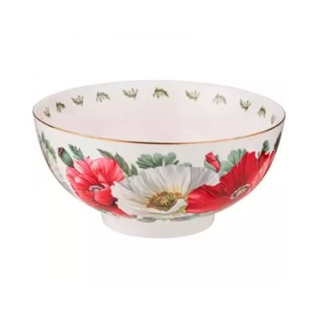 Тарелка глубокая 650мл 15*7см фарфор Маки суповая (36)