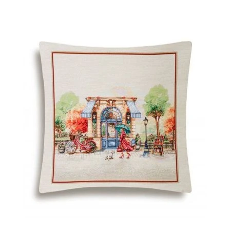 Наволочка декоративная 45*45см гобелен ВЕСЕННИЙ ПАРК Париж Кафе