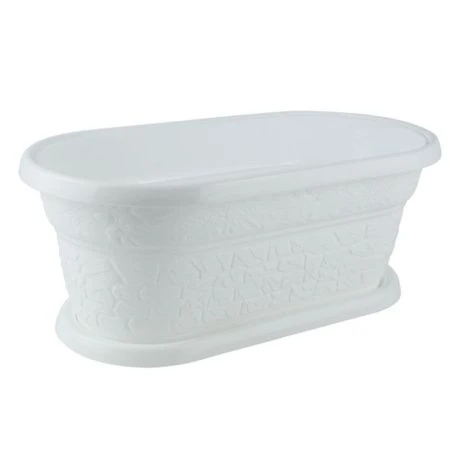 Кашпо 3л 305*155мм пластик ФАНТАЗИЯ белое овальное Ме (30)