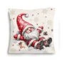 Наволочка декоративная новогодняя 44*44см гобелен ГНОМЫ Поваляться в снегу серебряный люрекс