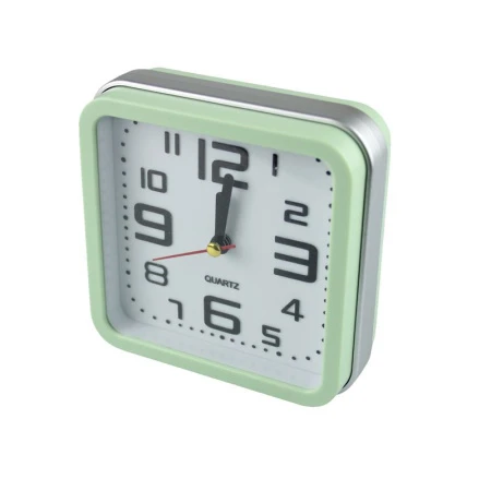 Будильник 12*12*4,3см пластик 2 цвета JC-16141 (100)