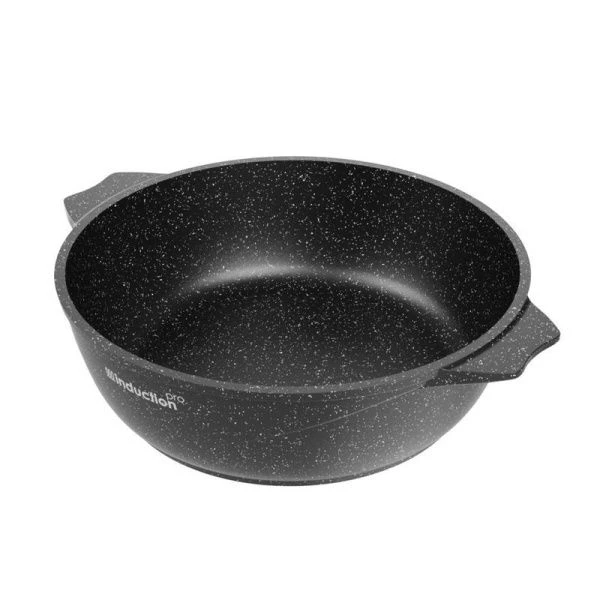 Жаровня 4л алюминий АП ГРАНИТ BLACK стекл.крышка 28см индукция (7)