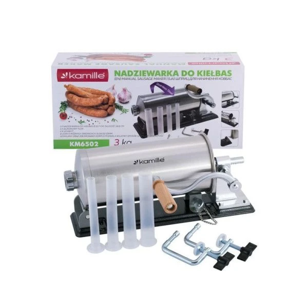 Шприц для формования колбас 3кг с насадками 1,5/2/2,2/2,5см нерж.сталь арт.6502  (6)