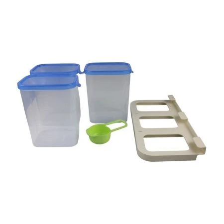 Набор емкостей для сыпучих продуктов 3шт 2л 350*180*215мм пластик Skyline с держателем SL300 (4)