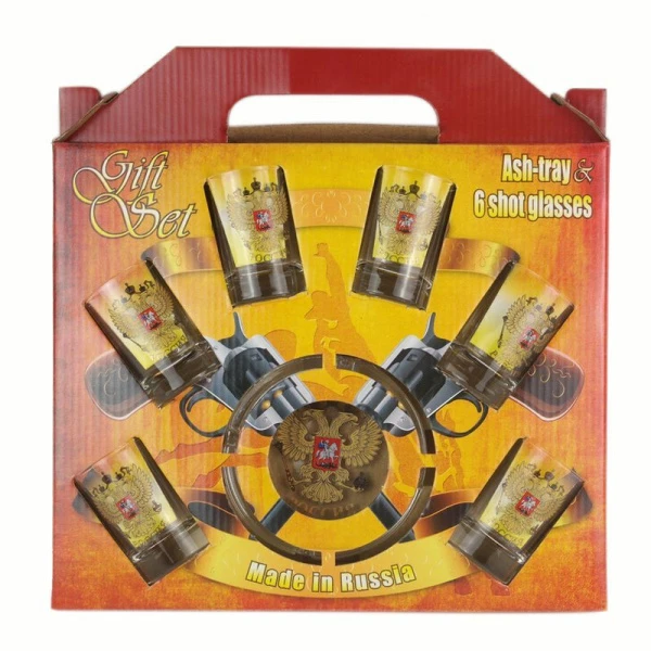 Набор подарочный 7пр (пепельница, 6 стопок) стекло (6)