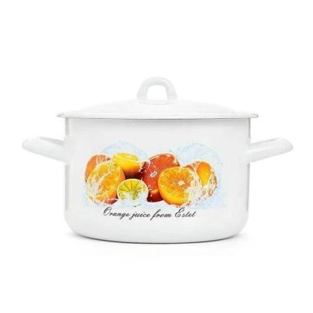Кастрюля 2,9л эмаль ЦИТРУСОВЫЙ ФРЕШ цилиндрическая (4)