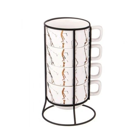 Кружки набор 4пр 200мл фарфор на мет.подставке FANTASY (12)