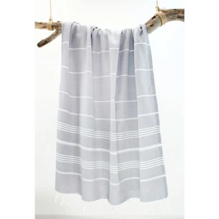 Полотенце пештемаль 100% хлопок 90*150см с кисточками SULTAN серый