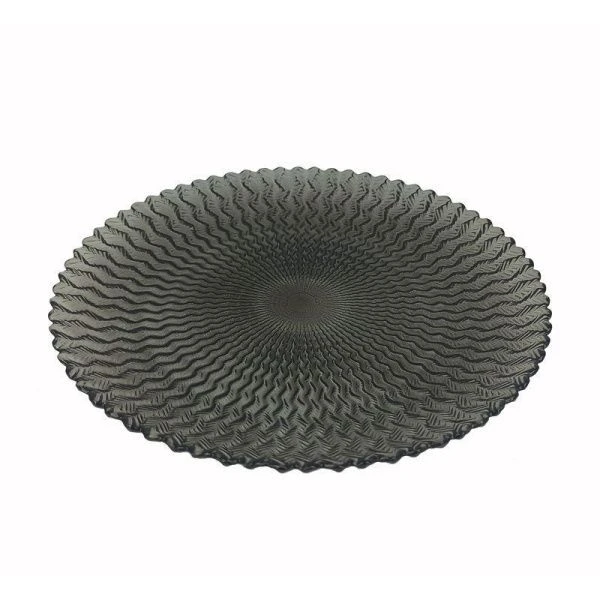 Тарелка мелкая 28см стекло Retro Grey плоская 15882/G (6)