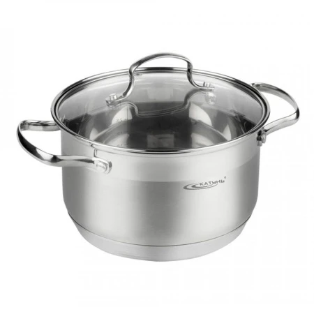 Кастрюля 6л h13,5см нерж.сталь ГАММА стекл.крышка d24см индукция КТ20-D-24 (4)