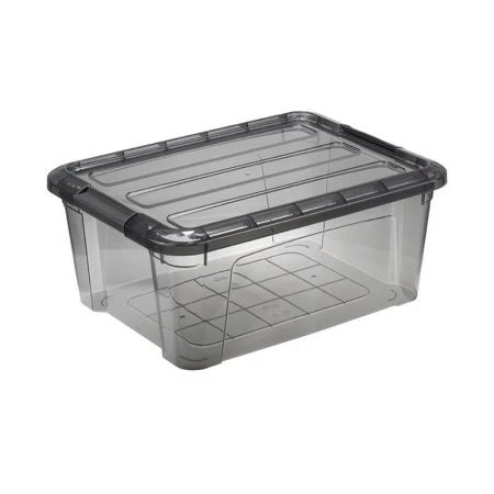 Ящик для хранения 11л 375*285*160мм пластик КИП с замками черный прозрачный (5)