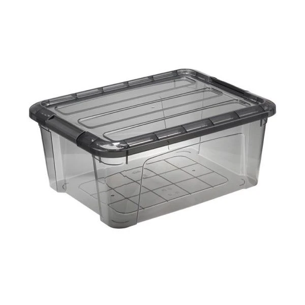 Ящик для хранения 11л 375*285*160мм пластик КИП с замками черный прозрачный (5)