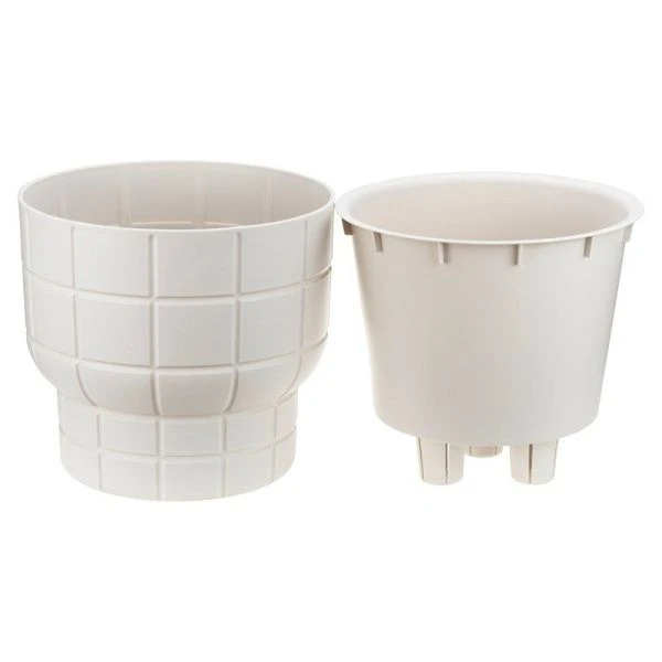 Кашпо 7,8л 280мм пластик КАРЕ со вставкой кремовый (1)
