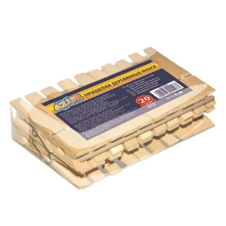 Прищепки бельевые 20шт 8,5см дерево Макси АЗУР (60)